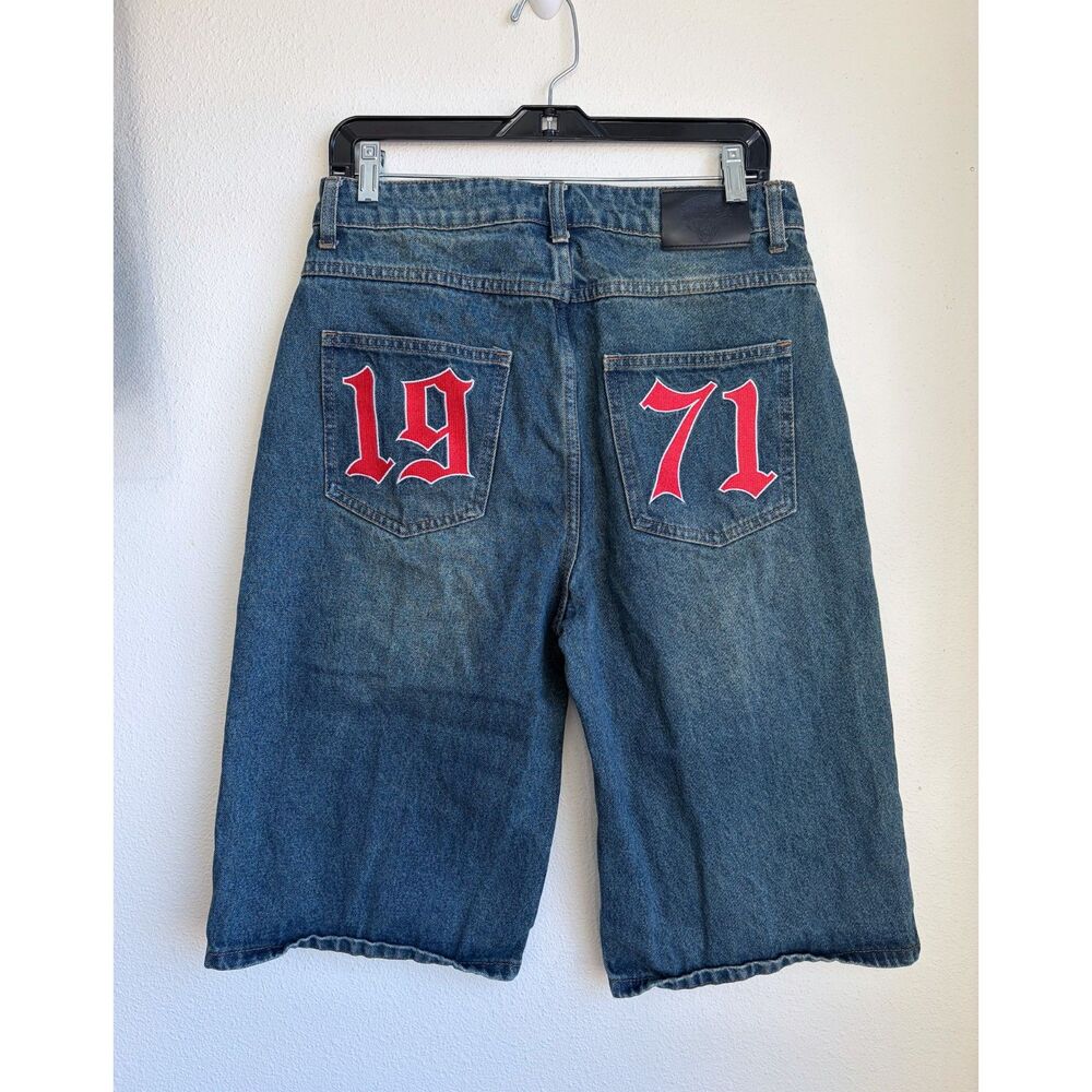 NWOT Ed Hardy X Urban Outfitters 1971 Denim Jorts Baggy Skater Shorts Mens XS